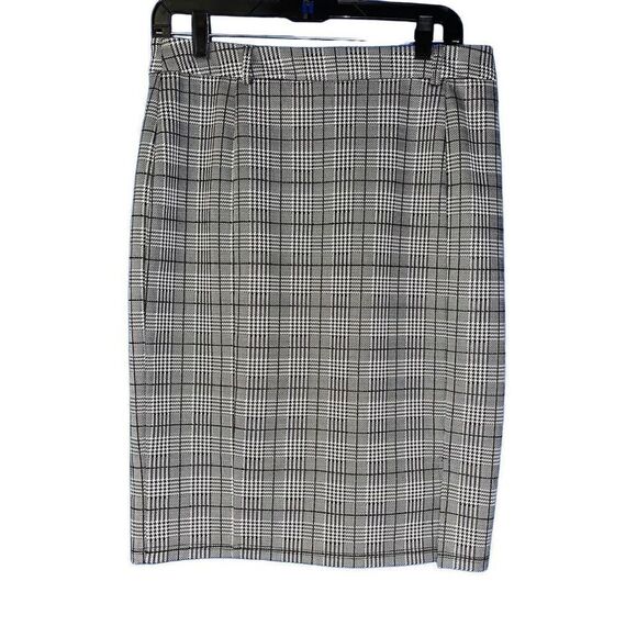 Kate Kasin black & white houndstooth pencil skirt large - Picture 2 of 4